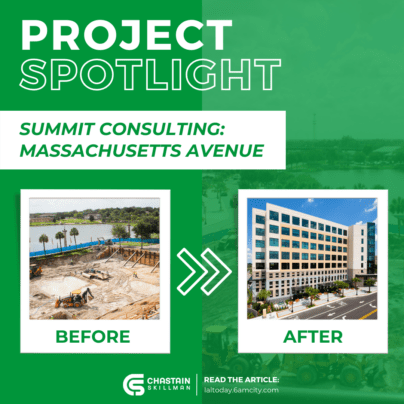 Project Spotlight: Summit Consulting Office Building and Parking garage on Massachusetts Avenue in Downtown Lakeland. Before and after photos of construction and the final building. Read the article at laltoday.6amcity.com